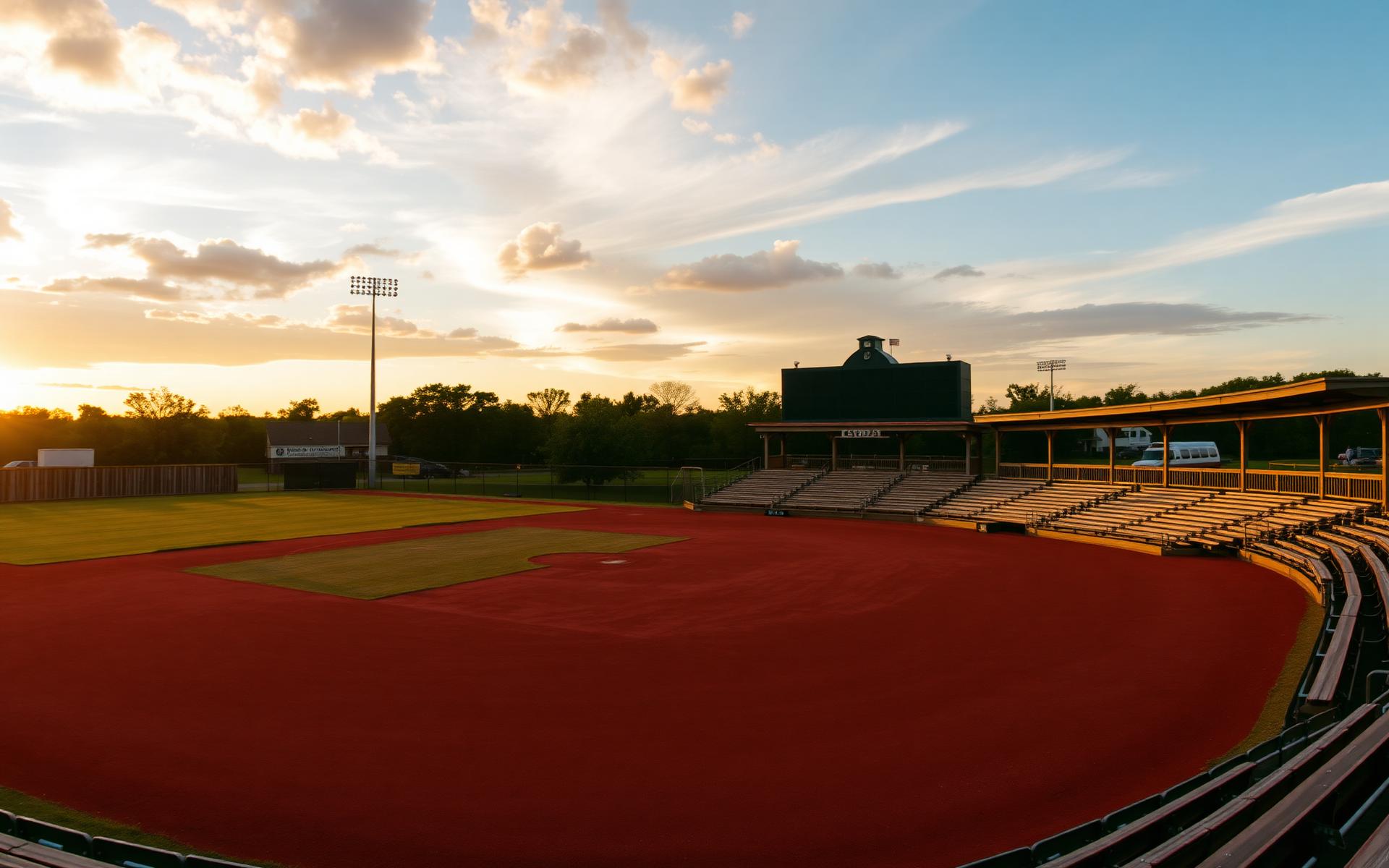 Fayetteville Lions baseball field at sunset